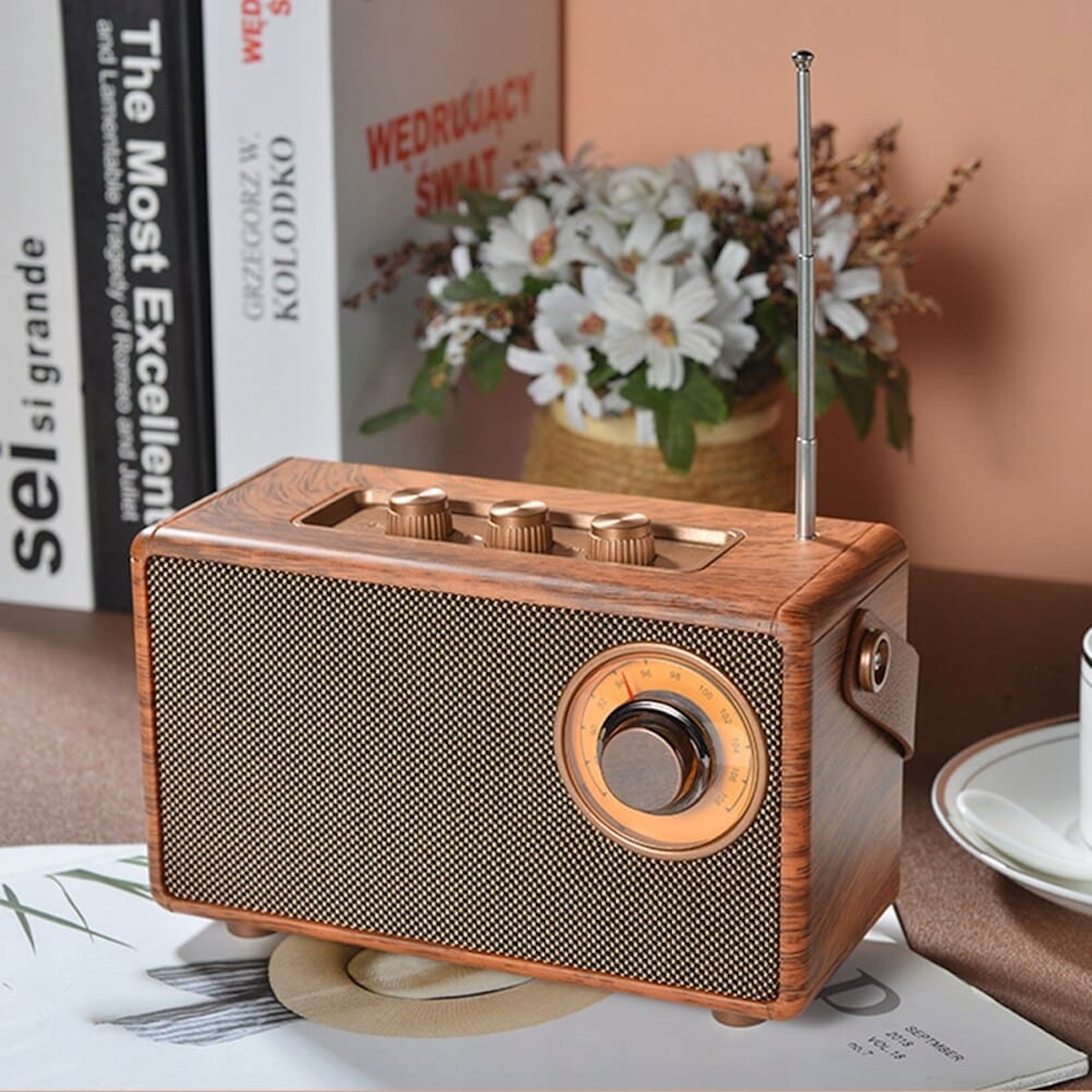 Radioplayer im Retrodesign Vintage Holz mini klein