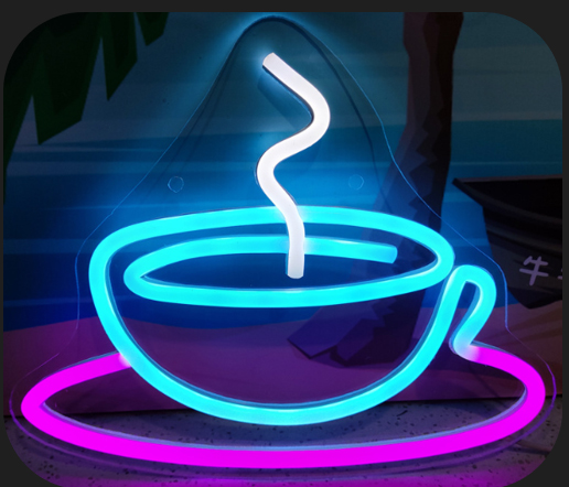 Kaffeetasse Kaffee - LED-Neonwerbung an der Wand