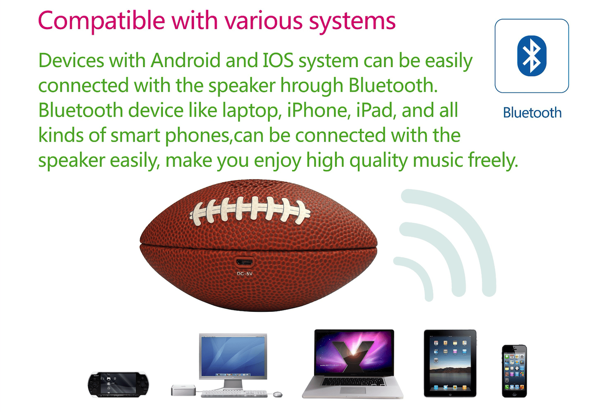 American Football Ball Mini-Lautsprecher tragbar für Handy zu PC