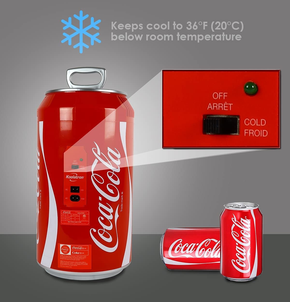 Mini-Dosenkühlschrank Coca Cola - tragbarer Kühlschrank - für 11 l