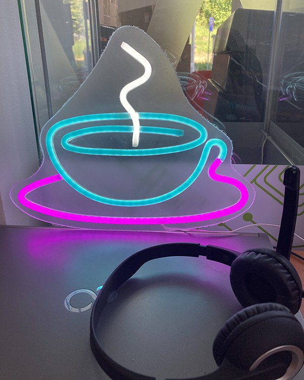Tasse Kaffee - LED-Licht Wandmalerei